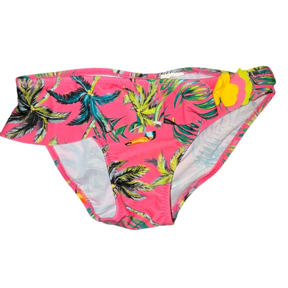 ☆ZARA Swim Tropical Toucan Ruffle Palms Kids Bikini Bottoms - Girls Size 6-7